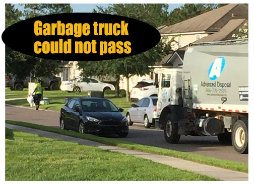 Garbage truck cannot pass